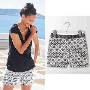 Boden Black White Printed 6" Cotton Richmond Chino Shorts